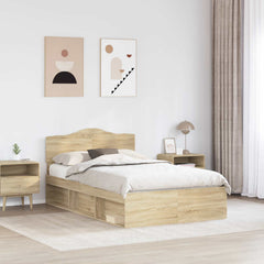 Bed Frame with Headboard 120 x 190 cm Solid Pine Wood Sonoma oak