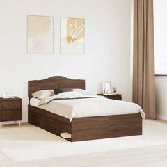 Bed Frame with Headboard 120 x 190 cm Solid Pine Wood Brown oak