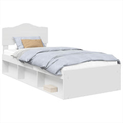 Bed Frame Headboard Solid Pine Wood White