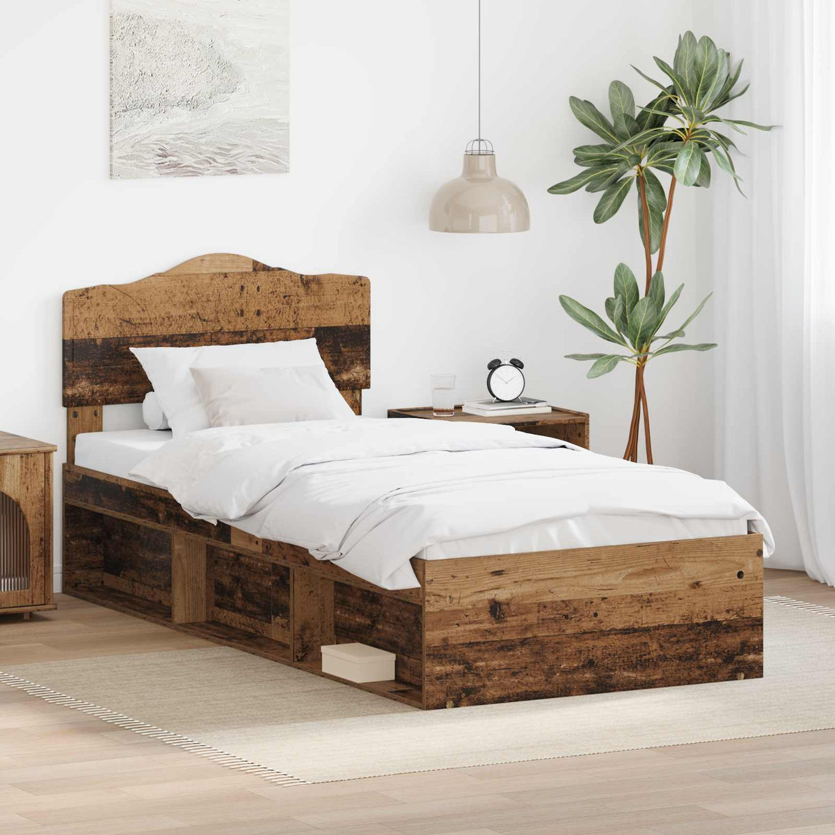 Bed Frame Headboard Solid Pine Wood Old