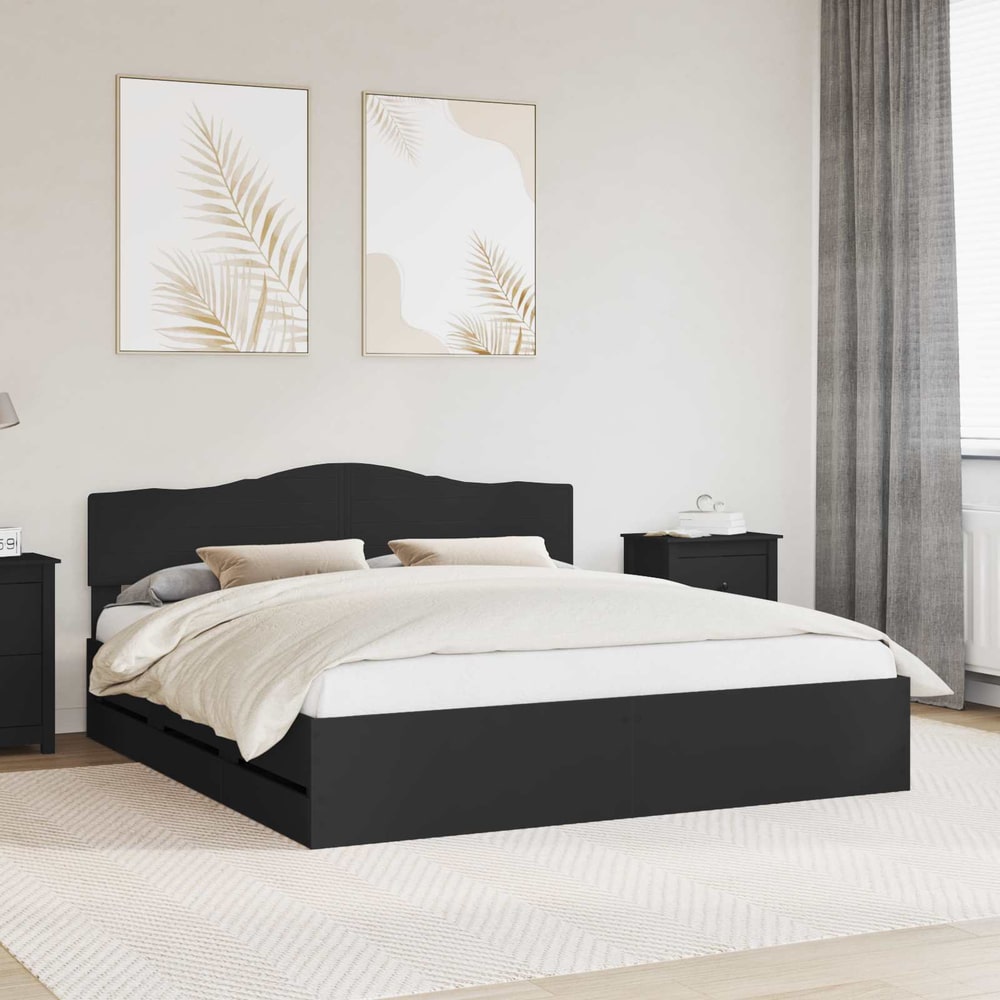 Bed Frame Drawer Engineer Wood Length Black