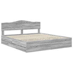 Bed Frame with Drawer Engineer Wood Length 200 cm Grey Sonoma 180 cm