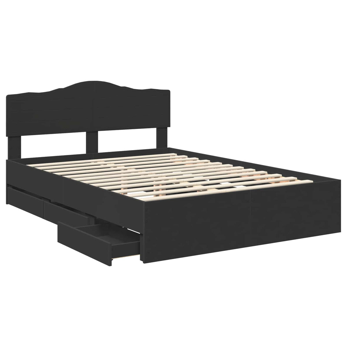 Bed Frame Drawer Engineer Wood Black