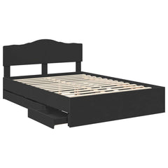 Bed Frame Drawer Engineer Wood Black