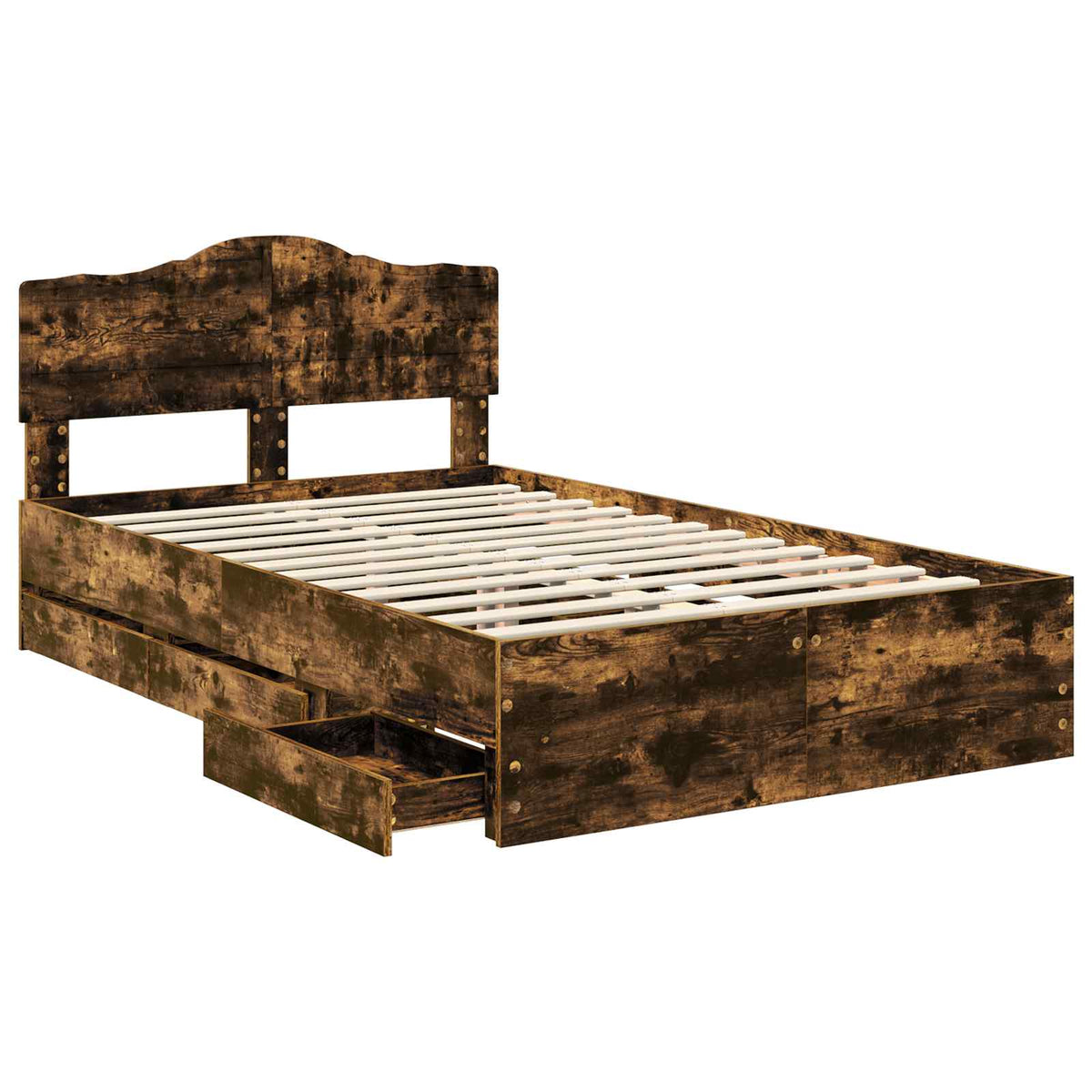 Bed Frame Drawer Engineer Wood Smoked Oak