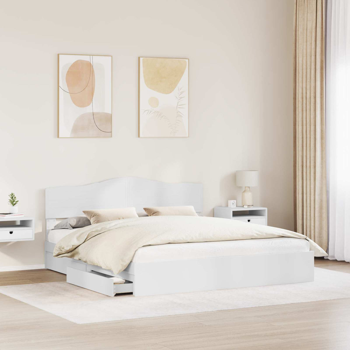 Storage Bed with Drawer Engineered Wood Length 200 cm White 180 cm