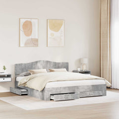 Bed Frame Engineered Wood Length 200 cm Concrete Grey 200 cm