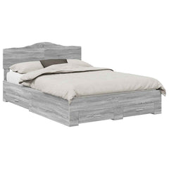 Bed Frame with Drawer Engineered Wood Length 200 cm Grey Sonoma 140 cm