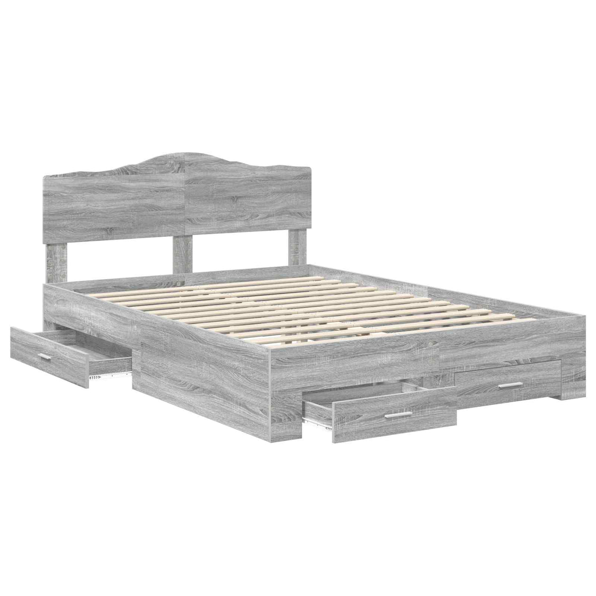 Bed Frame with Drawer Engineered Wood Length 200 cm Grey Sonoma 140 cm