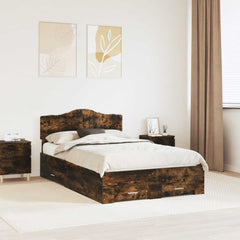 Bed Frame with Drawer Engineered Wood Length 200 cm Smoked Oak 120 cm