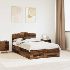 Bed Frame with Drawer 120 x 190 cm Engineered Wood Old wood