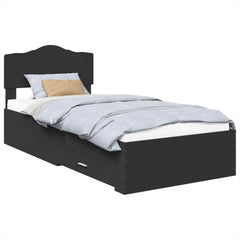 vidaXL Bed Frame with Drawer Black 100 x 200 cm Engineered Wood 2