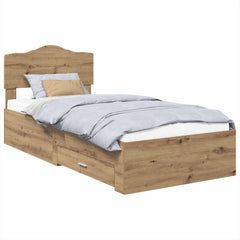 Bed Frame with Drawer Engineered Wood Length 200 cm Artisan Oak 90 cm
