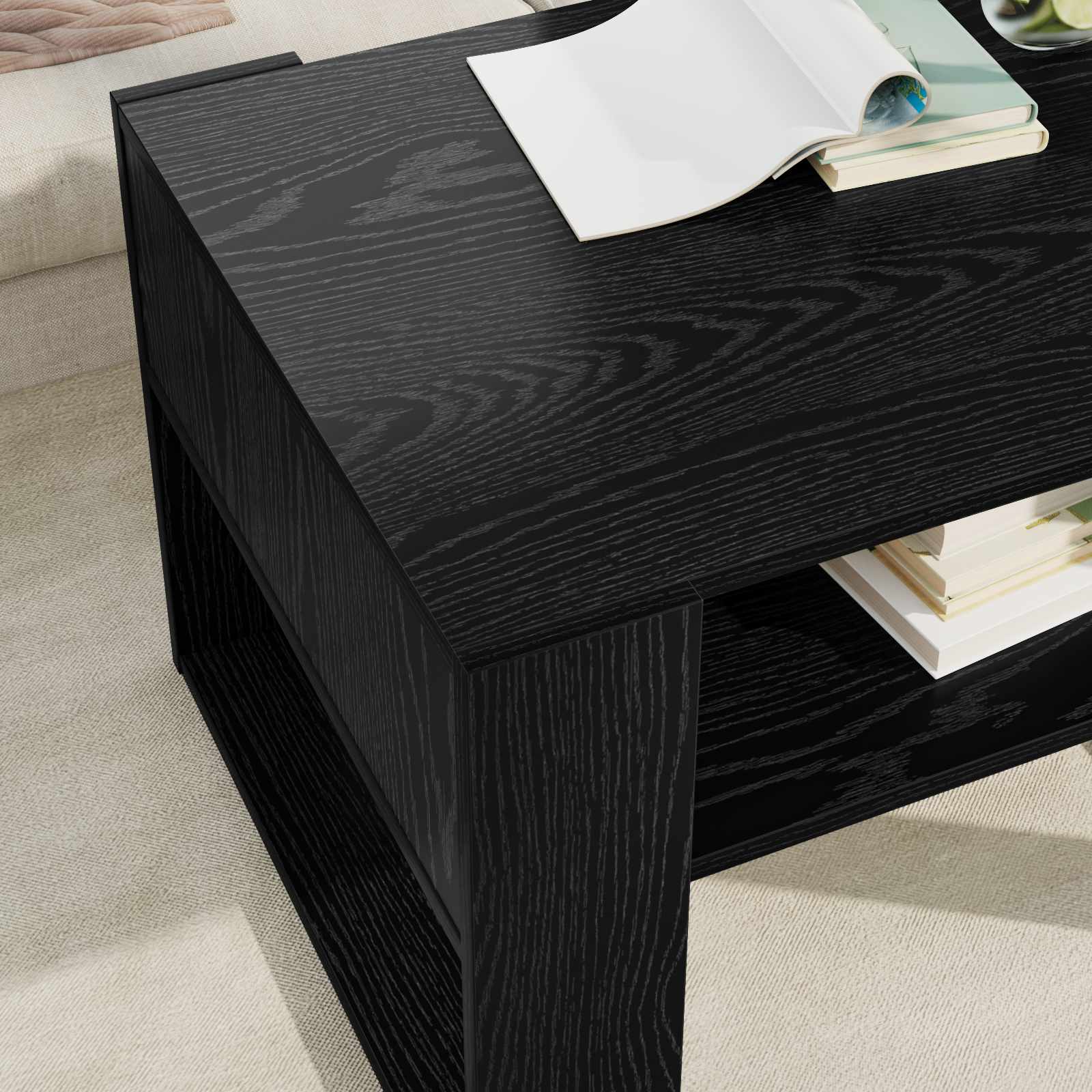 vidaXL Coffee Table Black Oak 66 x 53 x 45 cm Engineered Wood 4