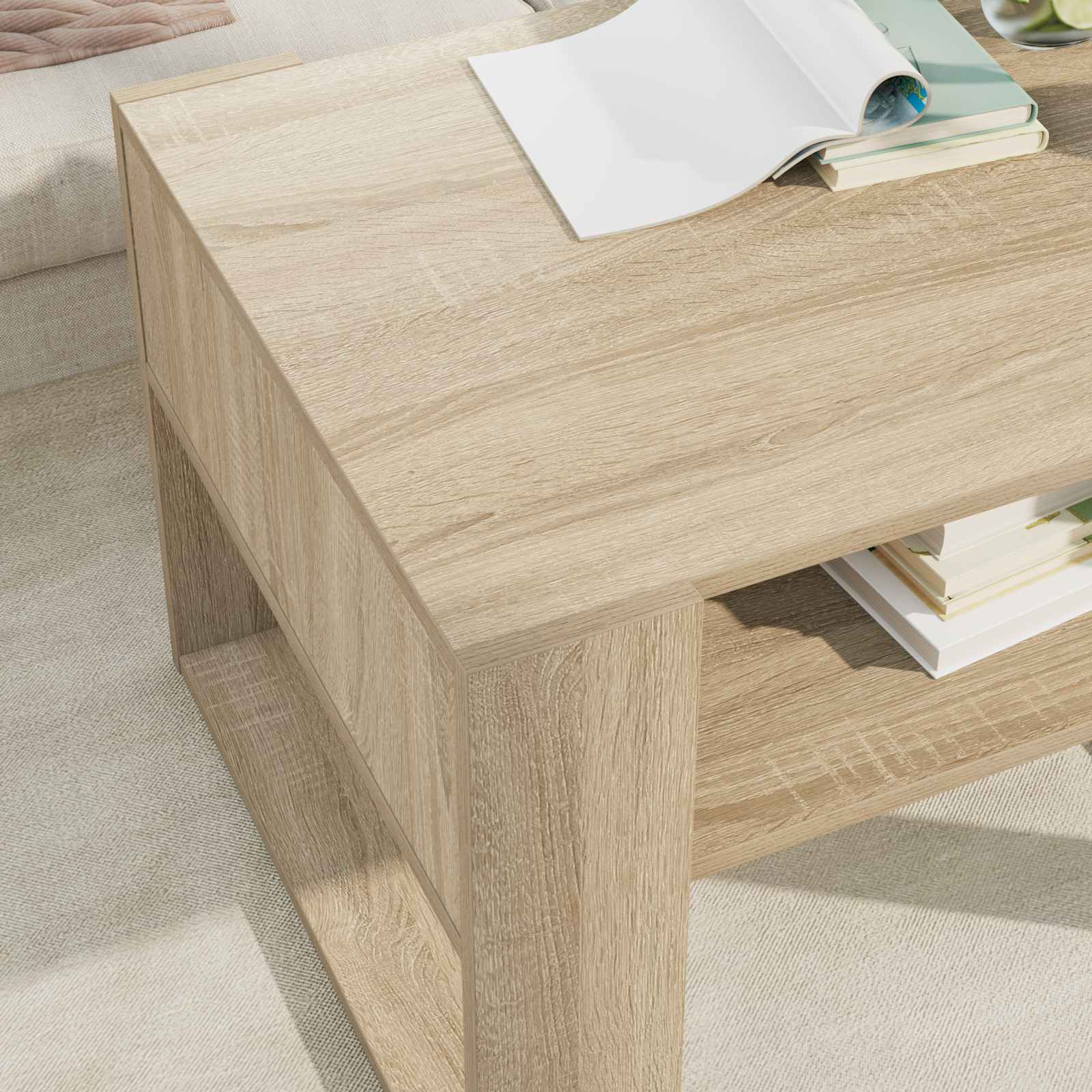 vidaXL Coffee Table Sonoma Oak 66 x 53 x 45 cm Engineered Wood 4