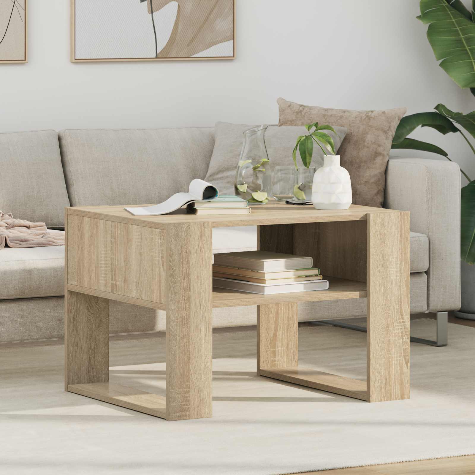 vidaXL Coffee Table Sonoma Oak 66 x 53 x 45 cm Engineered Wood 1