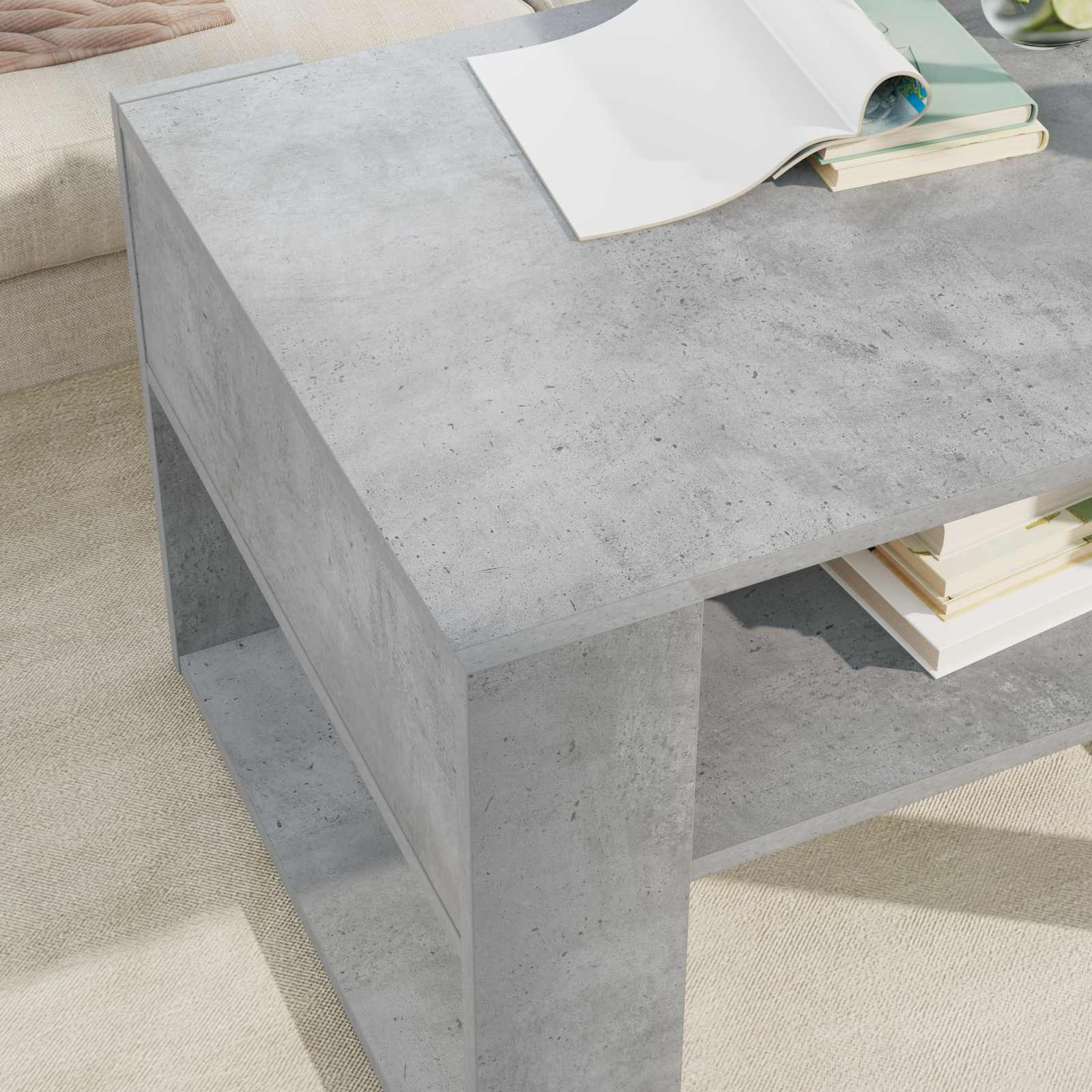 vidaXL Coffee Table Concrete Grey 66 x 53 x 45 cm Engineered Wood 4