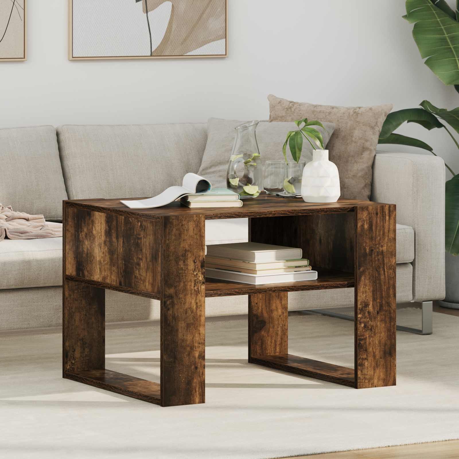 vidaXL Coffee Table Smoked Oak 66 x 53 x 45 cm Engineered Wood 1