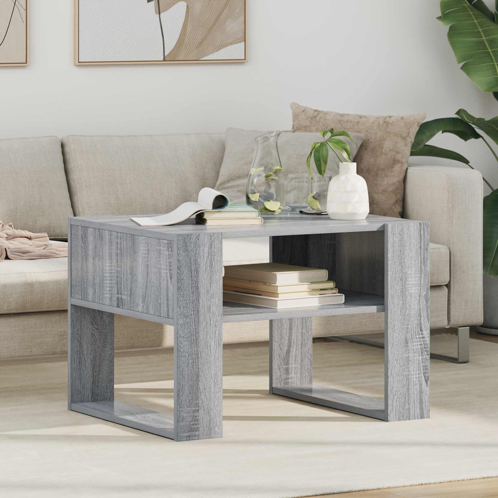 vidaXL Coffee Table Grey Sonoma 66 x 53 x 45 cm Engineered Wood 1