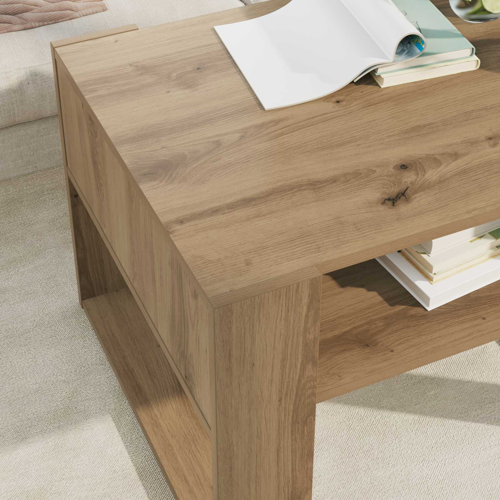 vidaXL Coffee Table Artisan Oak 66 x 53 x 45 cm Engineered Wood 4