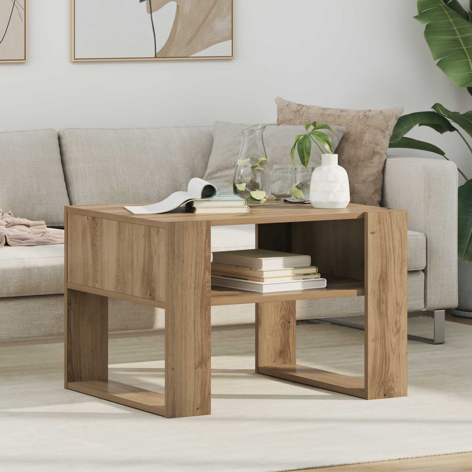 vidaXL Coffee Table Artisan Oak 66 x 53 x 45 cm Engineered Wood 1