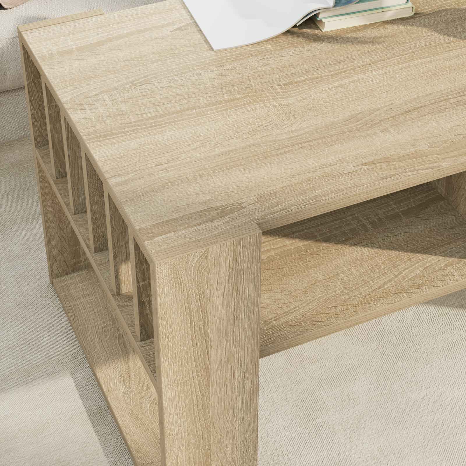 vidaXL Coffee Table Sonoma Oak 92 x 49.5 x 45 cm Engineered Wood 4