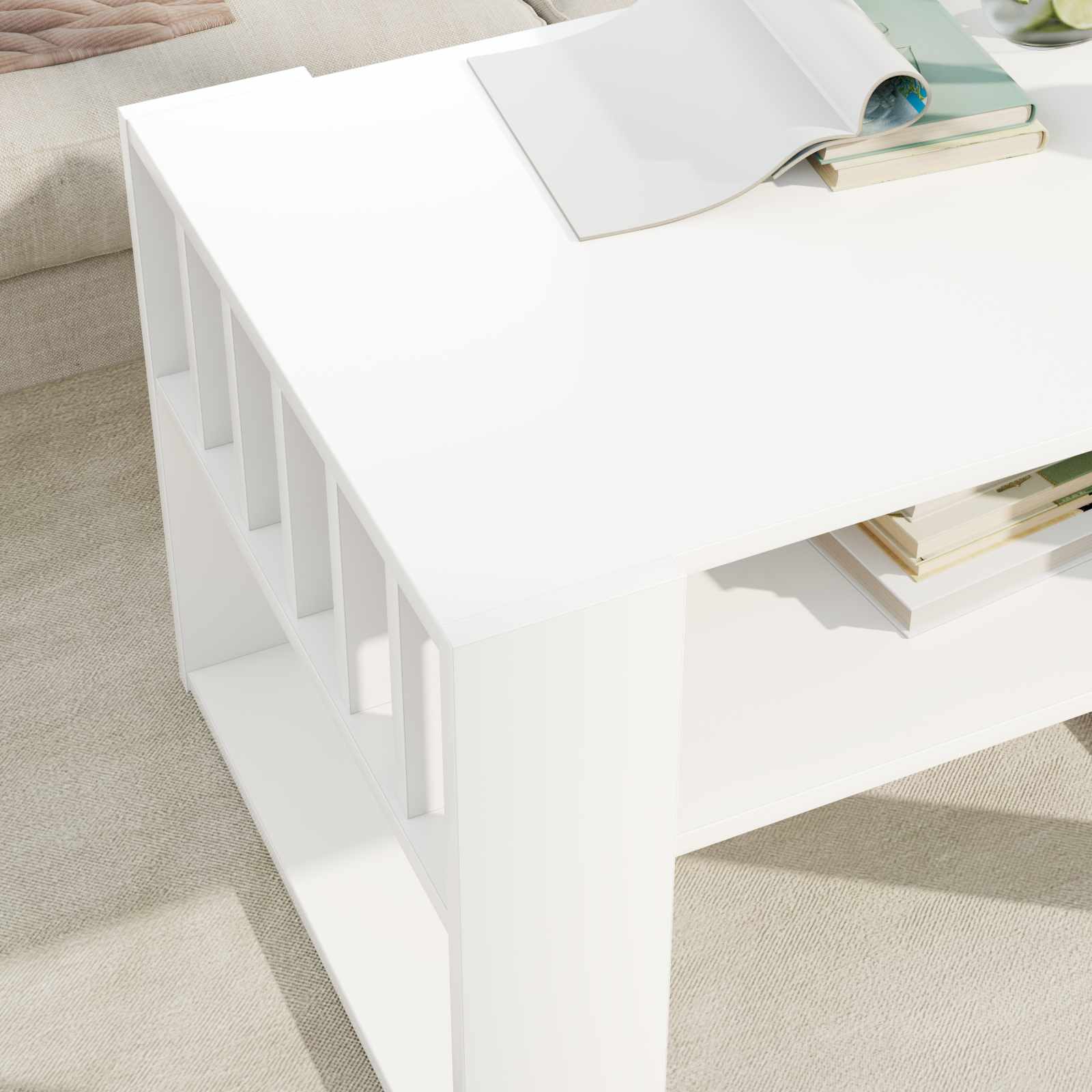 vidaXL Coffee Table White 66 x 49.5 x 45 cm Engineered Wood 4