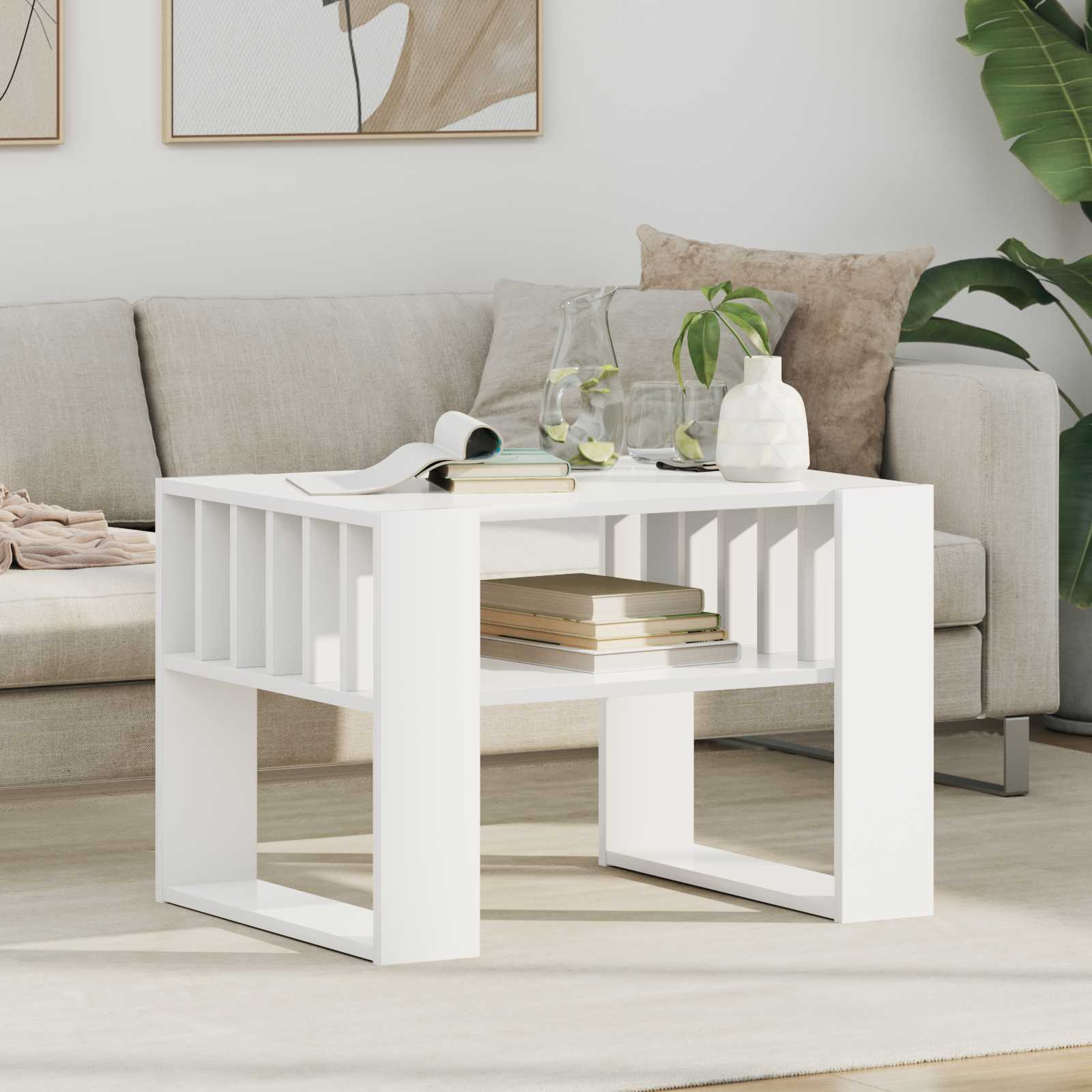 vidaXL Coffee Table White 66 x 49.5 x 45 cm Engineered Wood 1