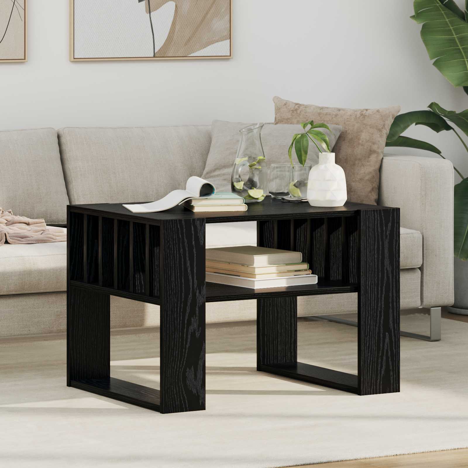 vidaXL Coffee Table Black Oak 66 x 49.5 x 45 cm Engineered Wood 1