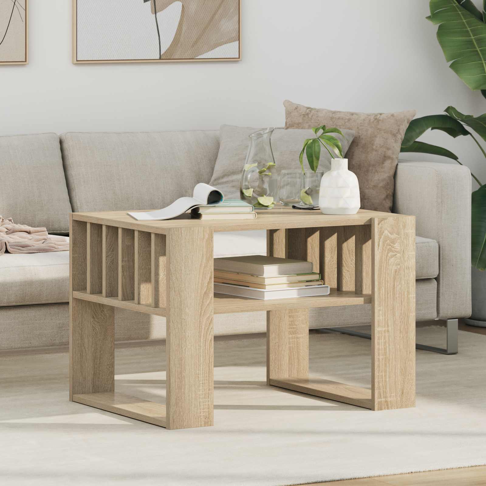 vidaXL Coffee Table Sonoma Oak 66 x 49.5 x 45 cm Engineered Wood 1