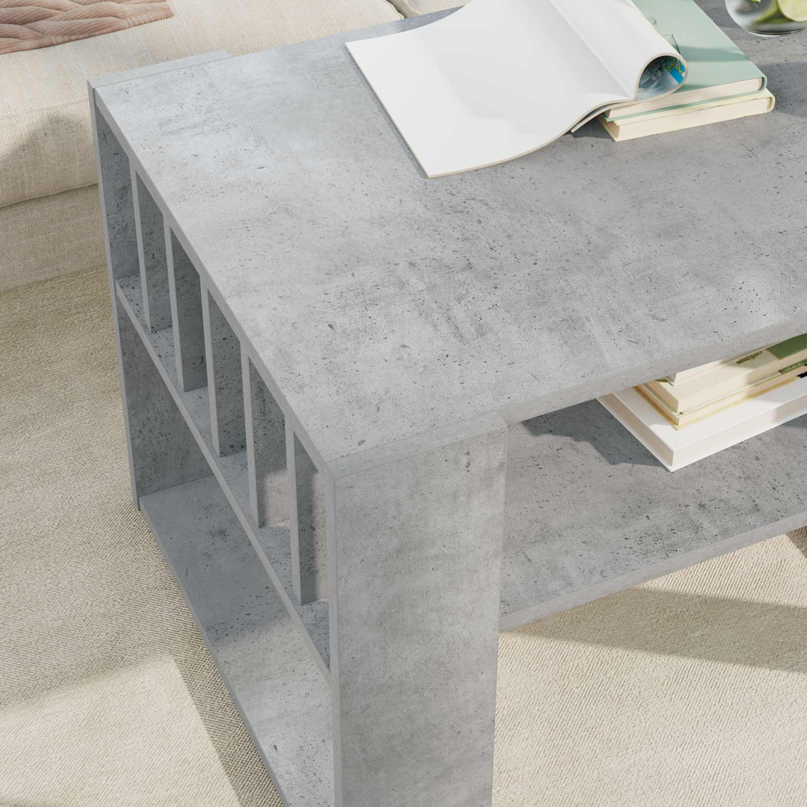 vidaXL Coffee Table Concrete Grey 66 x 49.5 x 45 cm Engineered Wood 4