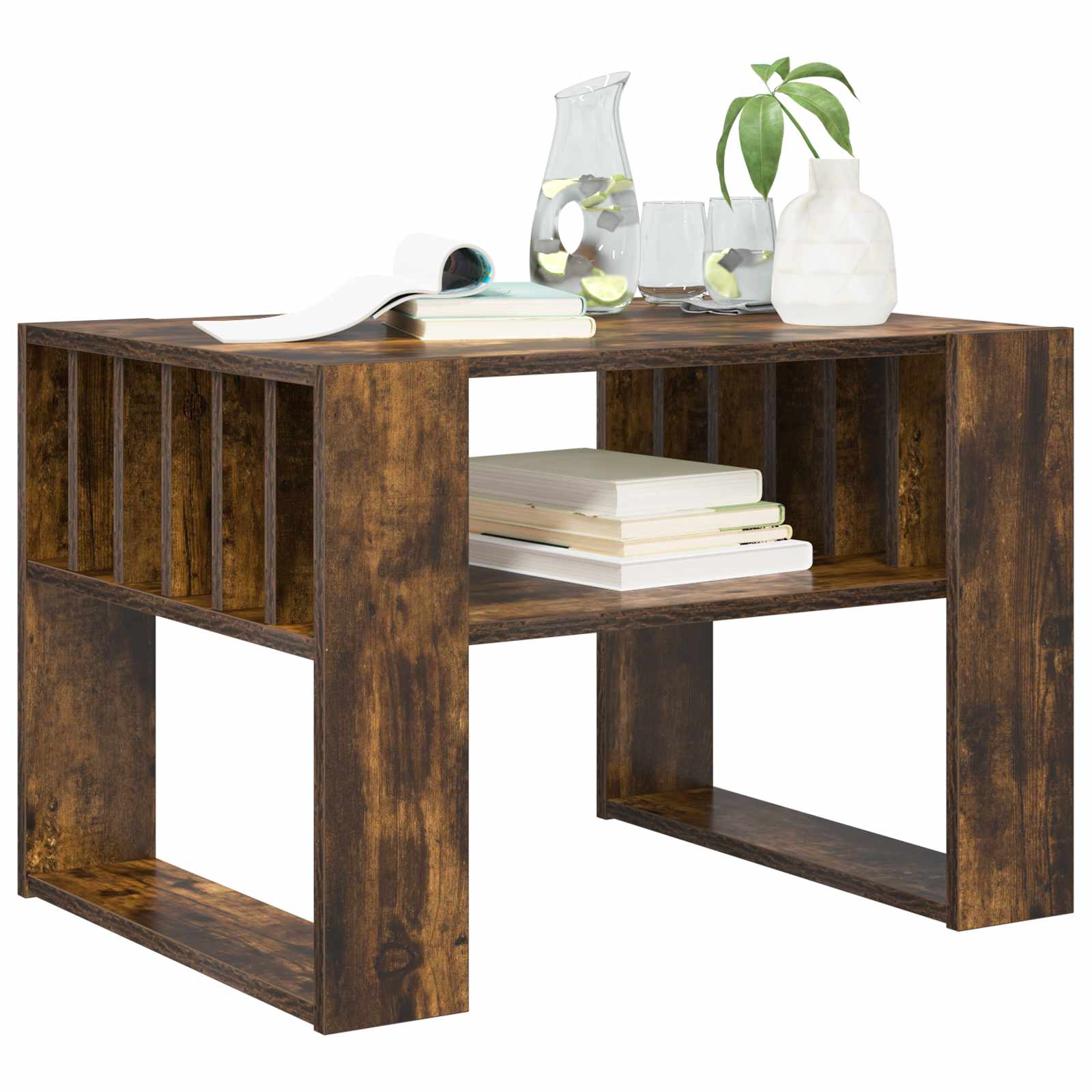vidaXL Coffee Table Smoked Oak 66 x 49.5 x 45 cm Engineered Wood 3