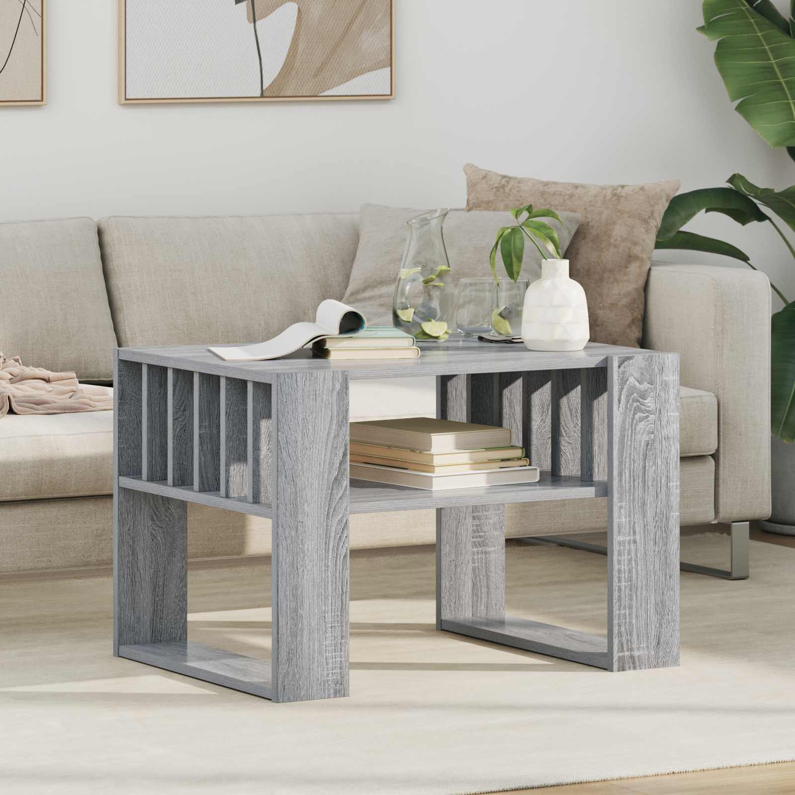 vidaXL Coffee Table Grey Sonoma 66 x 49.5 x 45 cm Engineered Wood 1