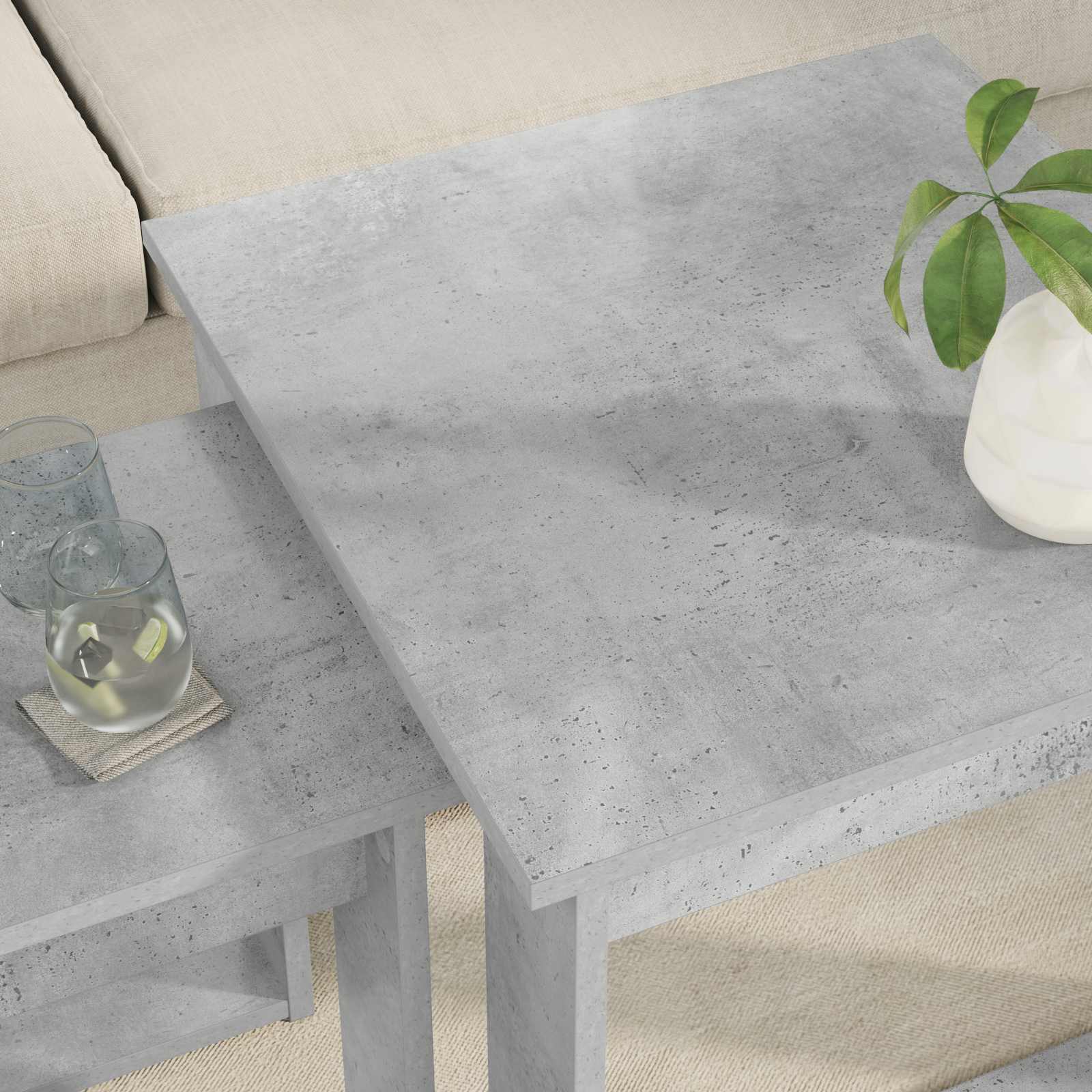 vidaXL Coffee Table Set 2 pcs Concrete Grey 50 x 52 x 42 cm 4