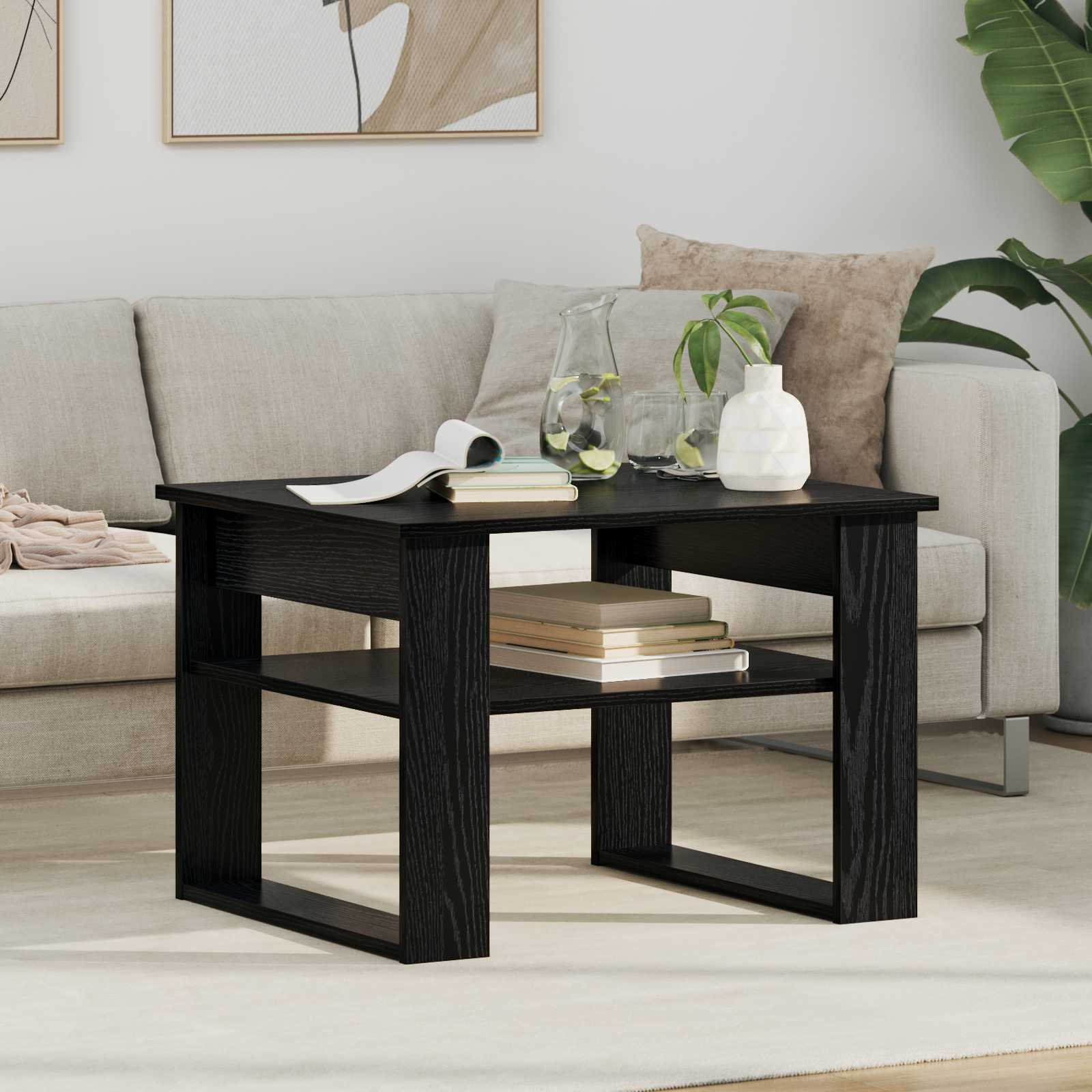 vidaXL Coffee Table Black Oak 64 x 54 x 44 cm Engineered Wood 1