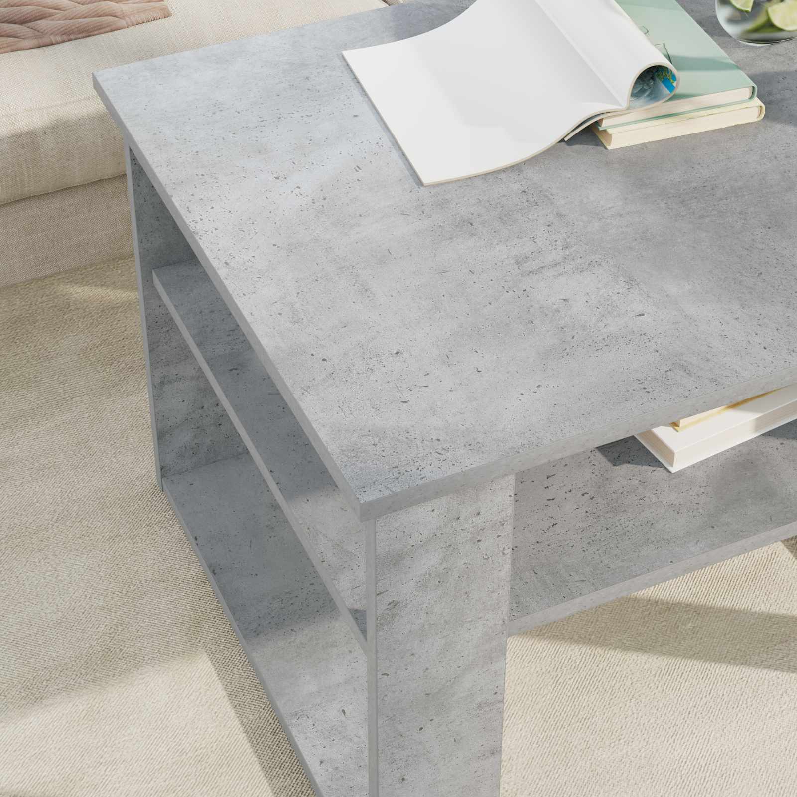 vidaXL Coffee Table Concrete Grey 64 x 54 x 44 cm Engineered Wood 4