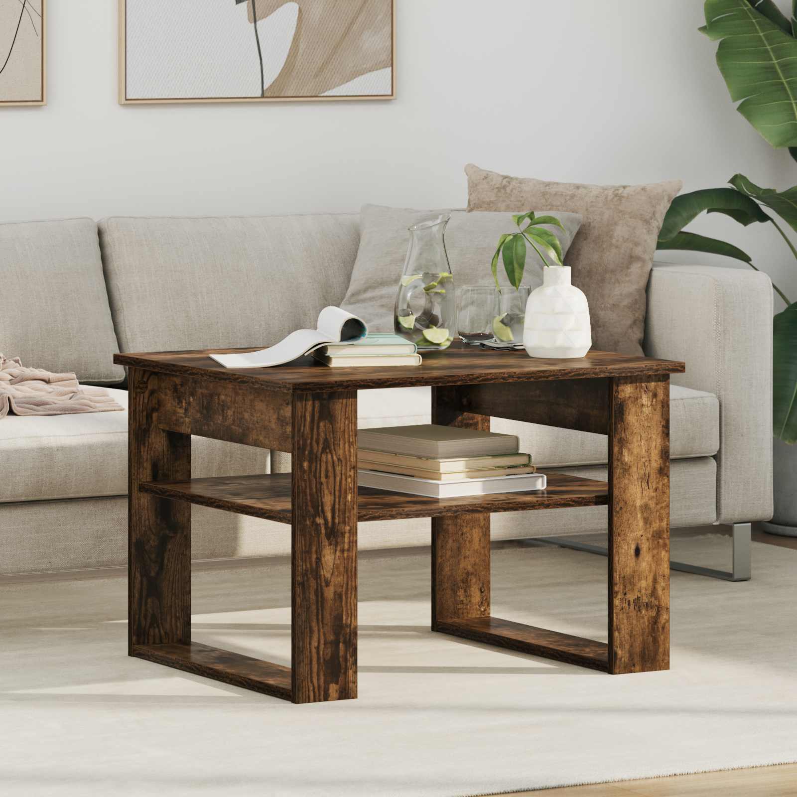 vidaXL Coffee Table Smoked Oak 64 x 54 x 44 cm Engineered Wood 1