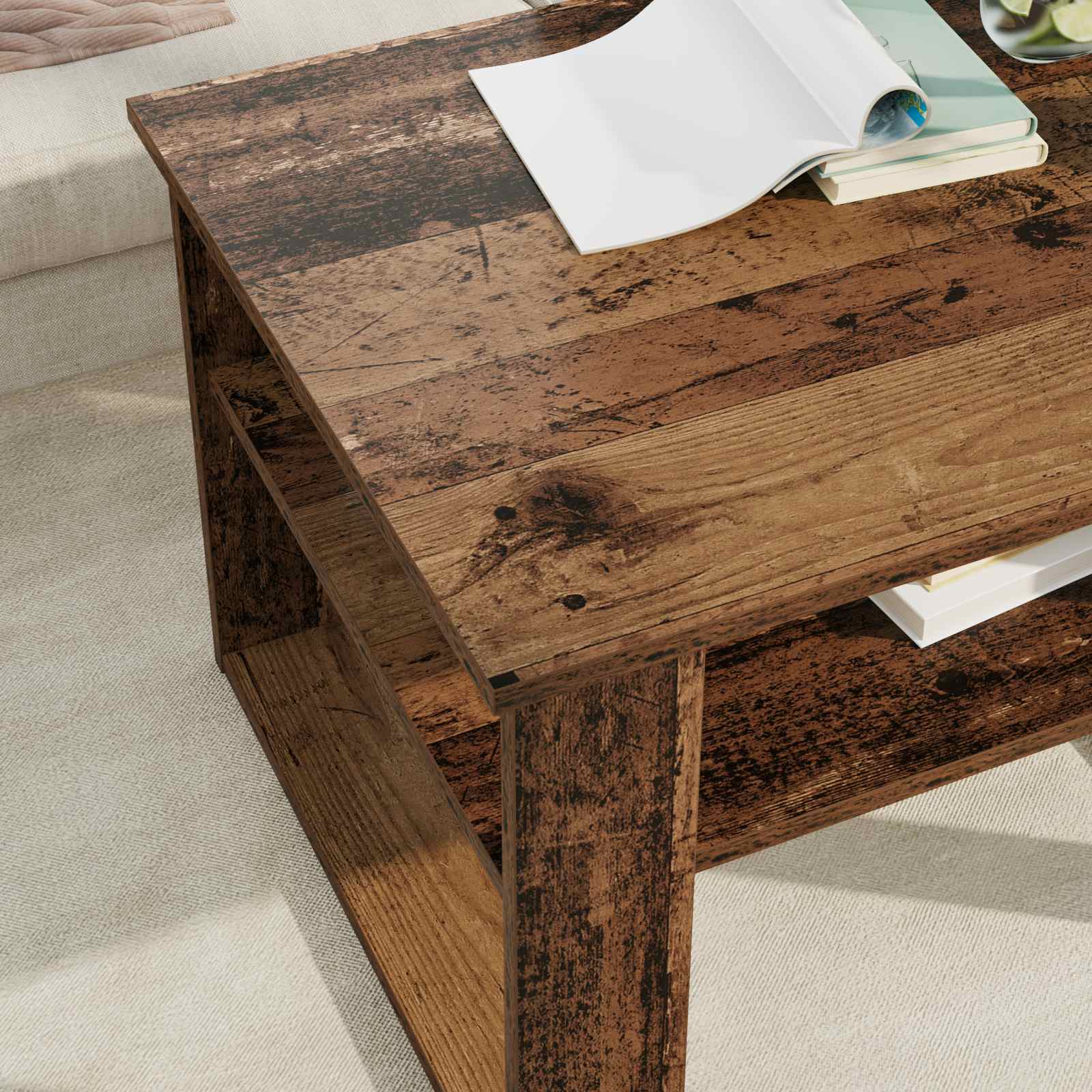 vidaXL Coffee Table Old Wood 64 x 54 x 44 cm Engineered Wood 4