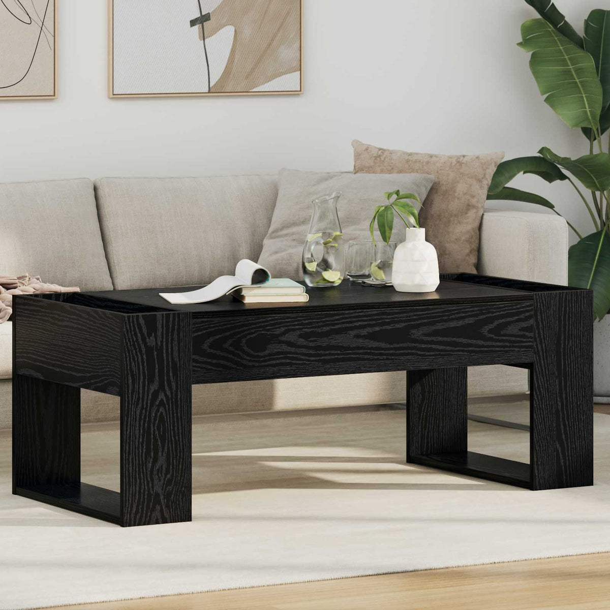 Coffee Table 110 x 50 x 41 cm Engineered Wood Black oak