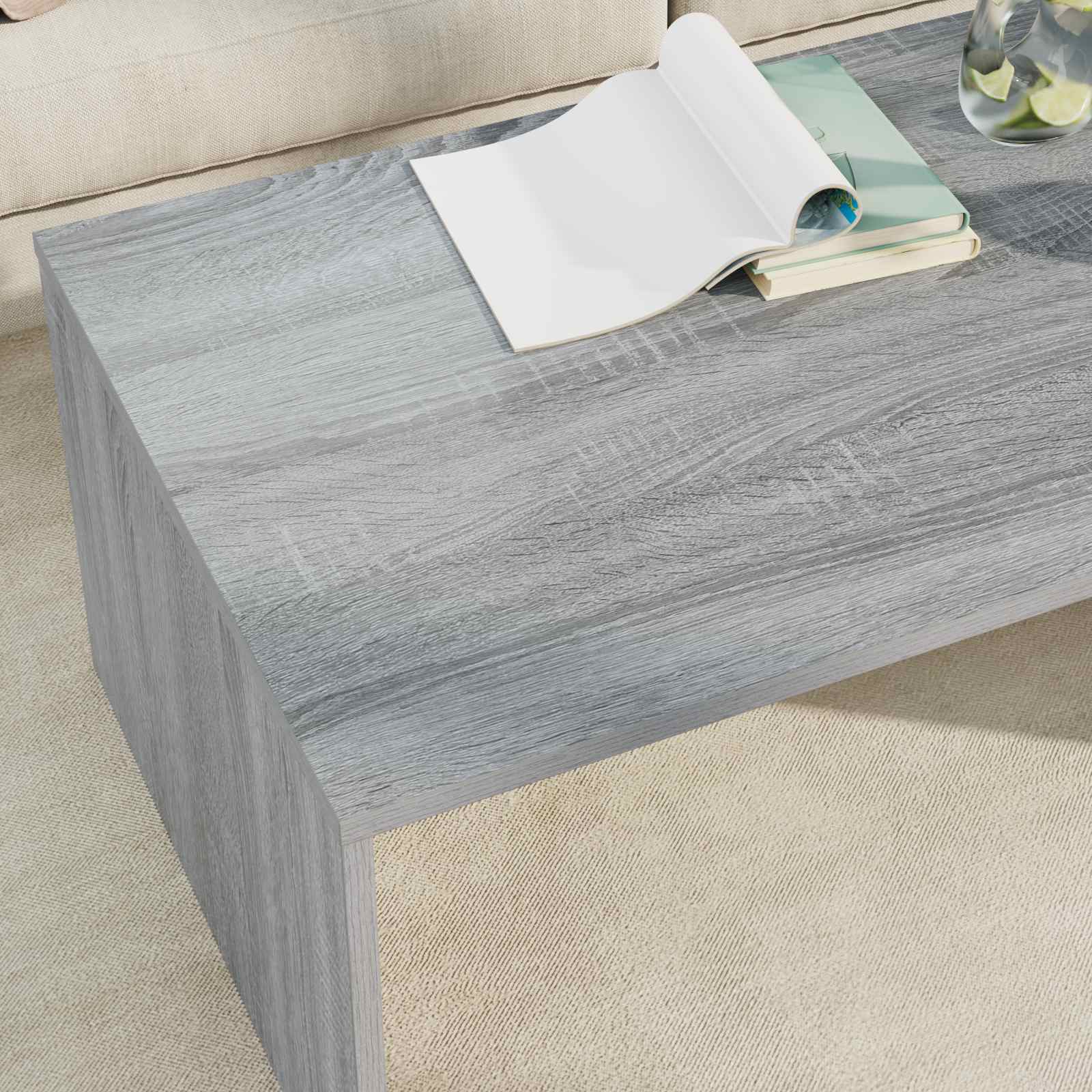 vidaXL Coffee Table Grey Sonoma 95 x 50 x 34 cm Engineered Wood 4