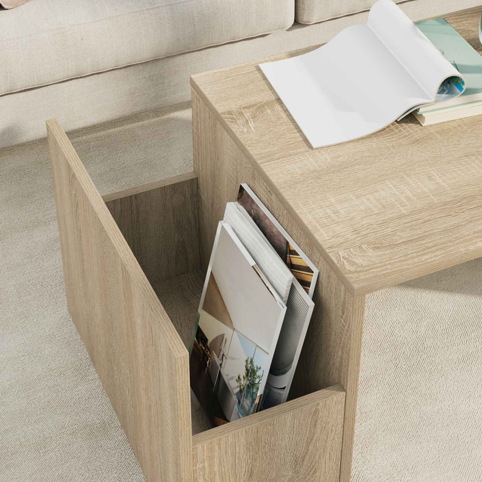 vidaXL Coffee Table Sonoma Oak 90 x 45 x 35 cm Engineered Wood 4
