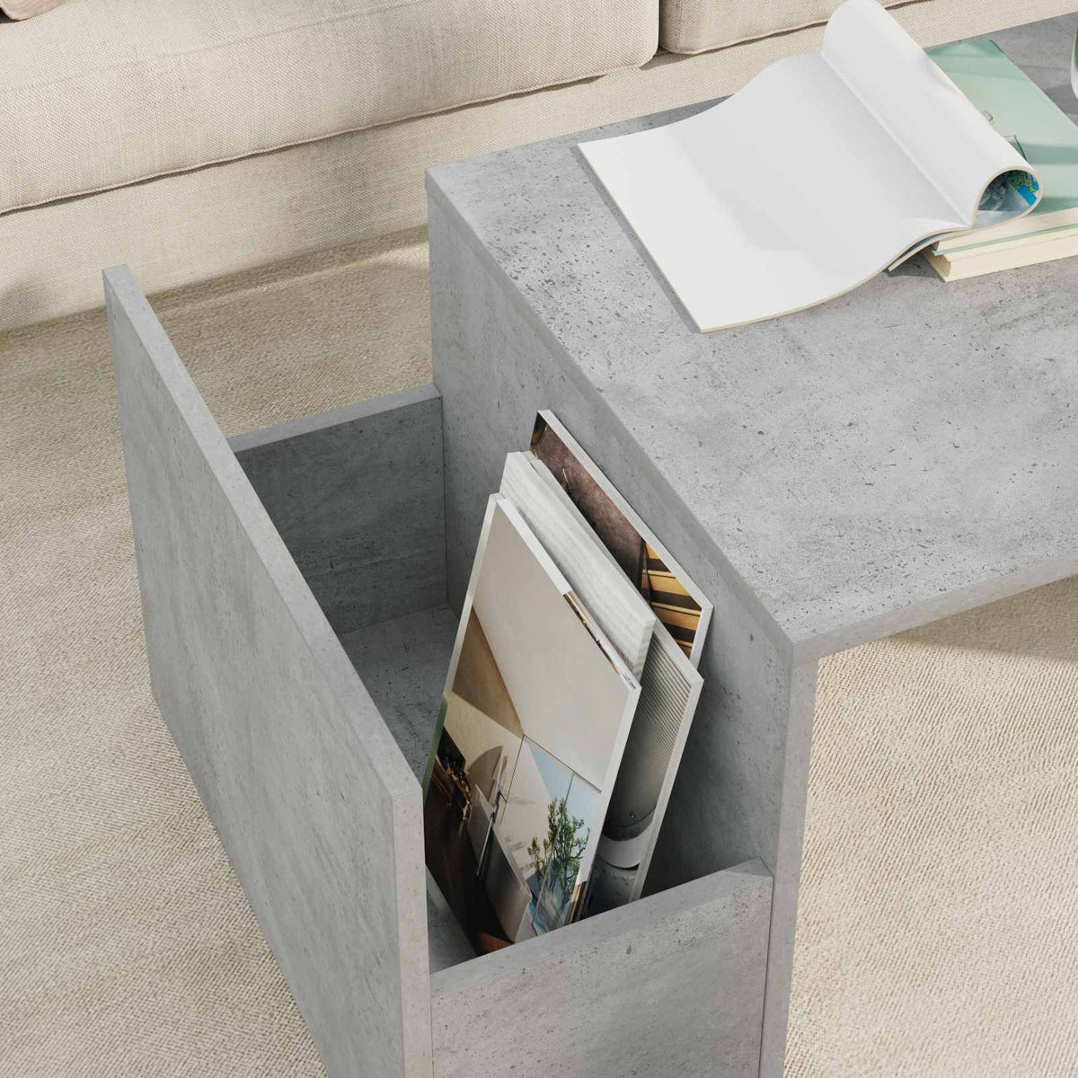 vidaXL Coffee Table Concrete Grey 90 x 45 x 35 cm Engineered Wood 4