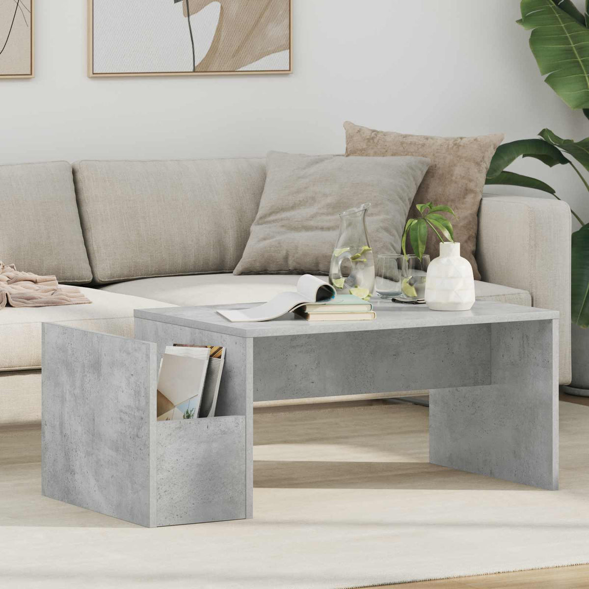 vidaXL Coffee Table Concrete Grey 90 x 45 x 35 cm Engineered Wood 1