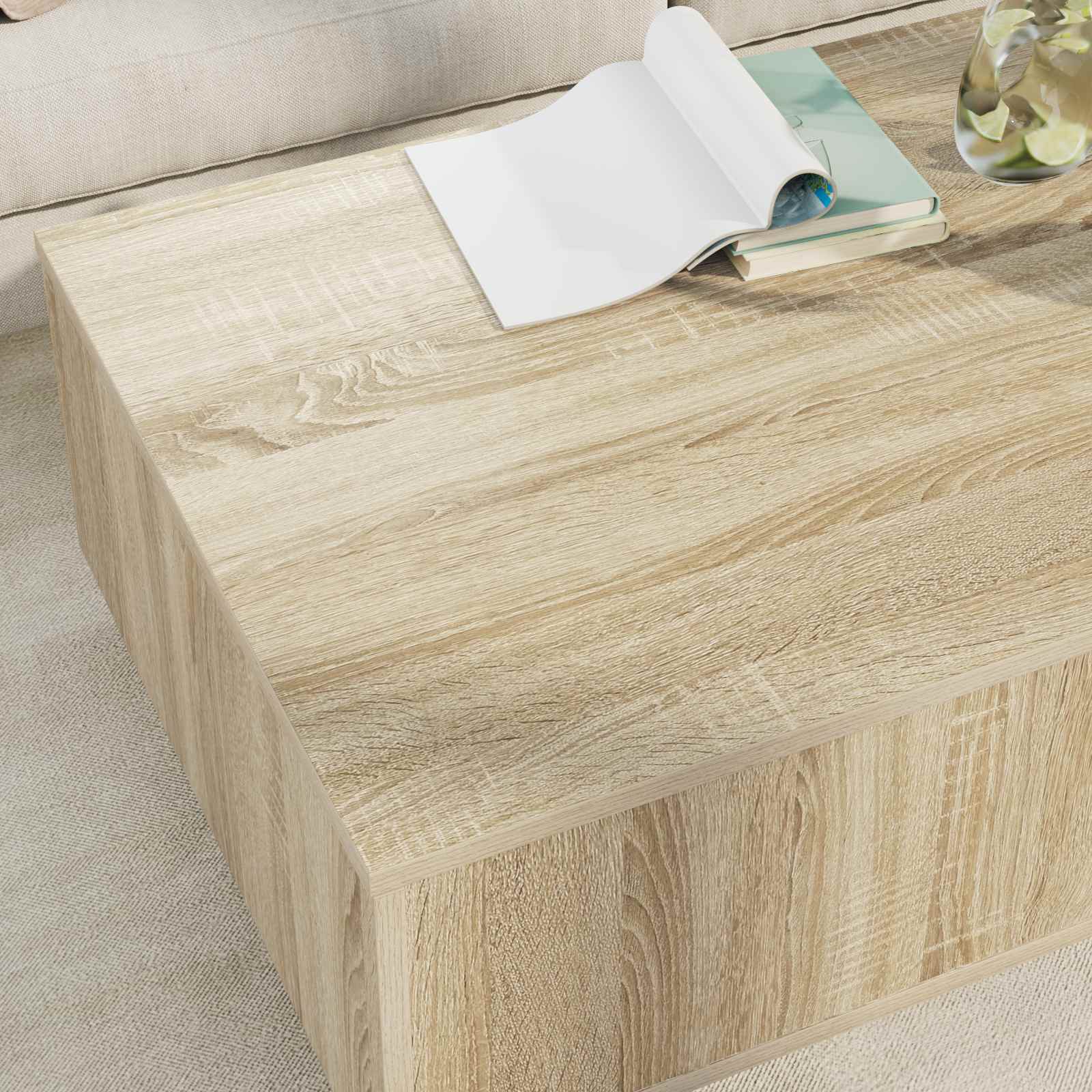 vidaXL Coffee Table Sonoma Oak 95 x 55 x 31 cm Engineered Wood 4