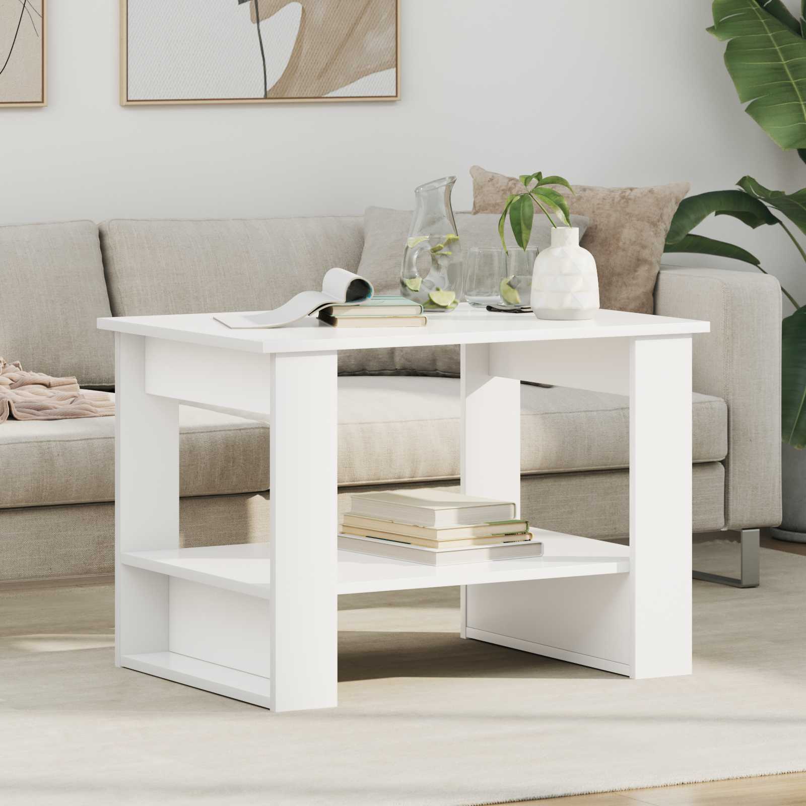 vidaXL Coffee Table White 72 x 50 x 50 cm Engineered Wood 1