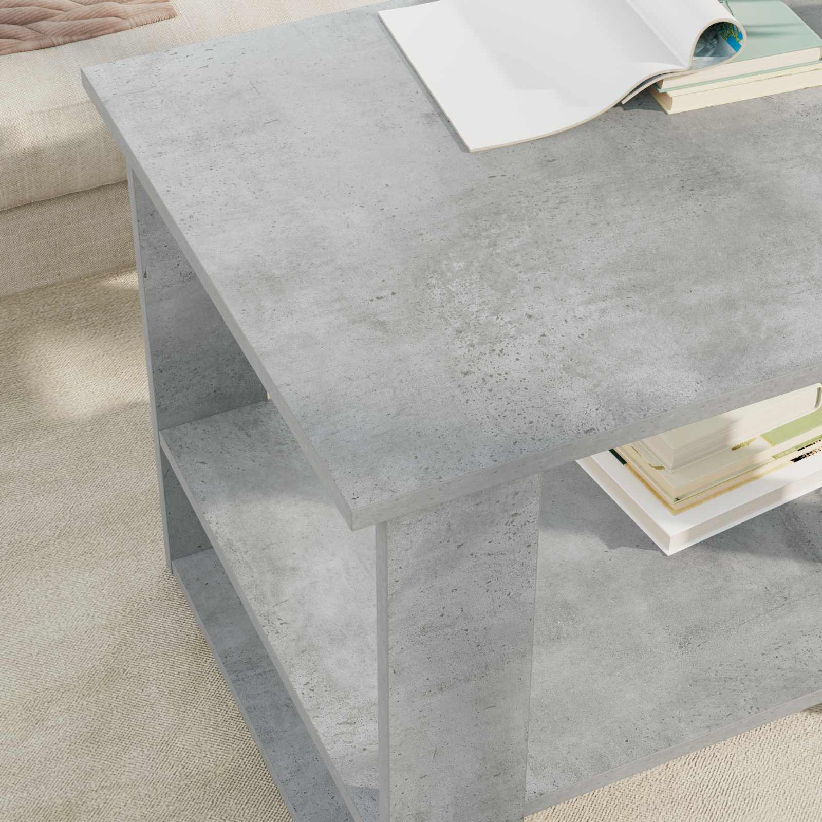 vidaXL Coffee Table Concrete Grey 72 x 50 x 50 cm Engineered Wood 4