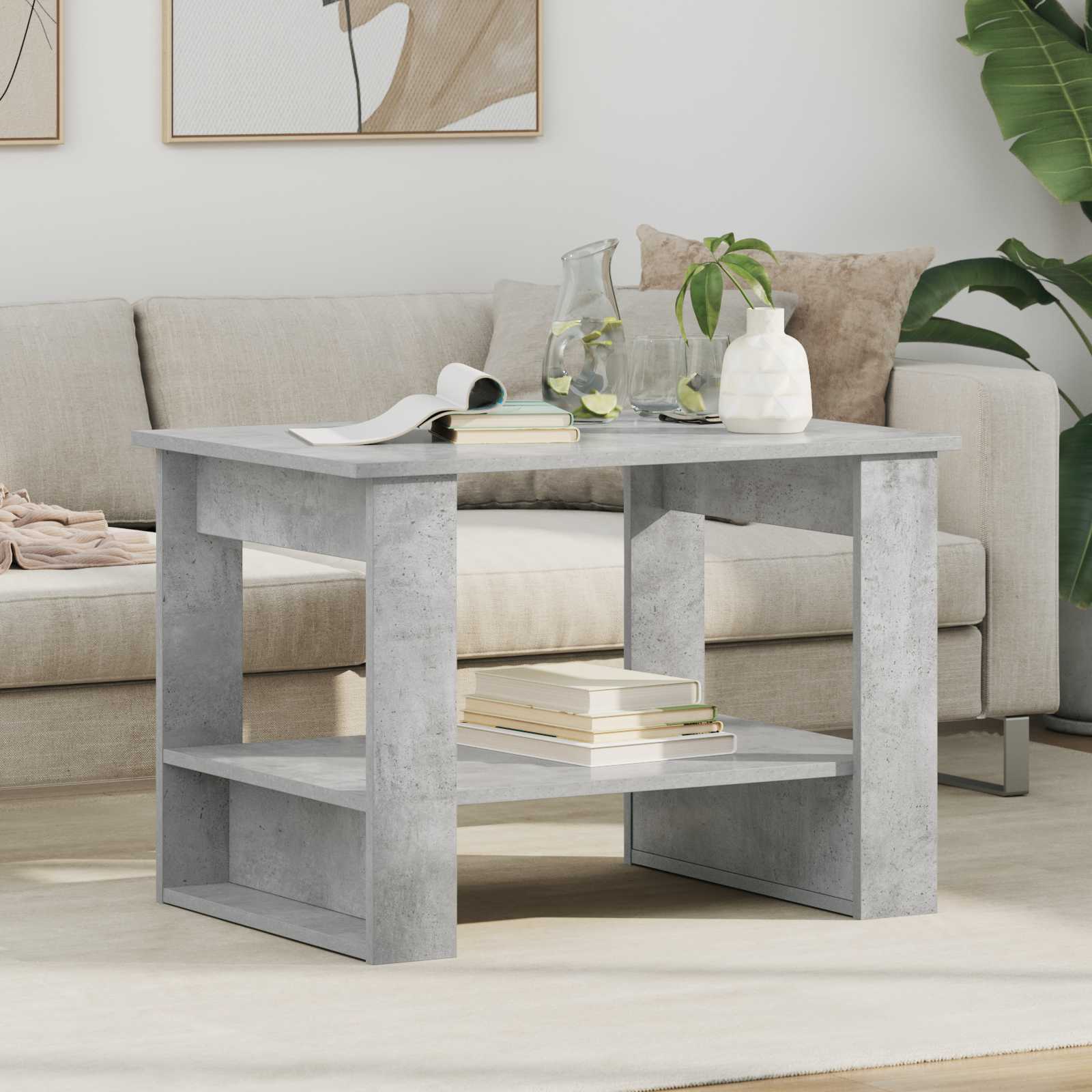 vidaXL Coffee Table Concrete Grey 72 x 50 x 50 cm Engineered Wood 1