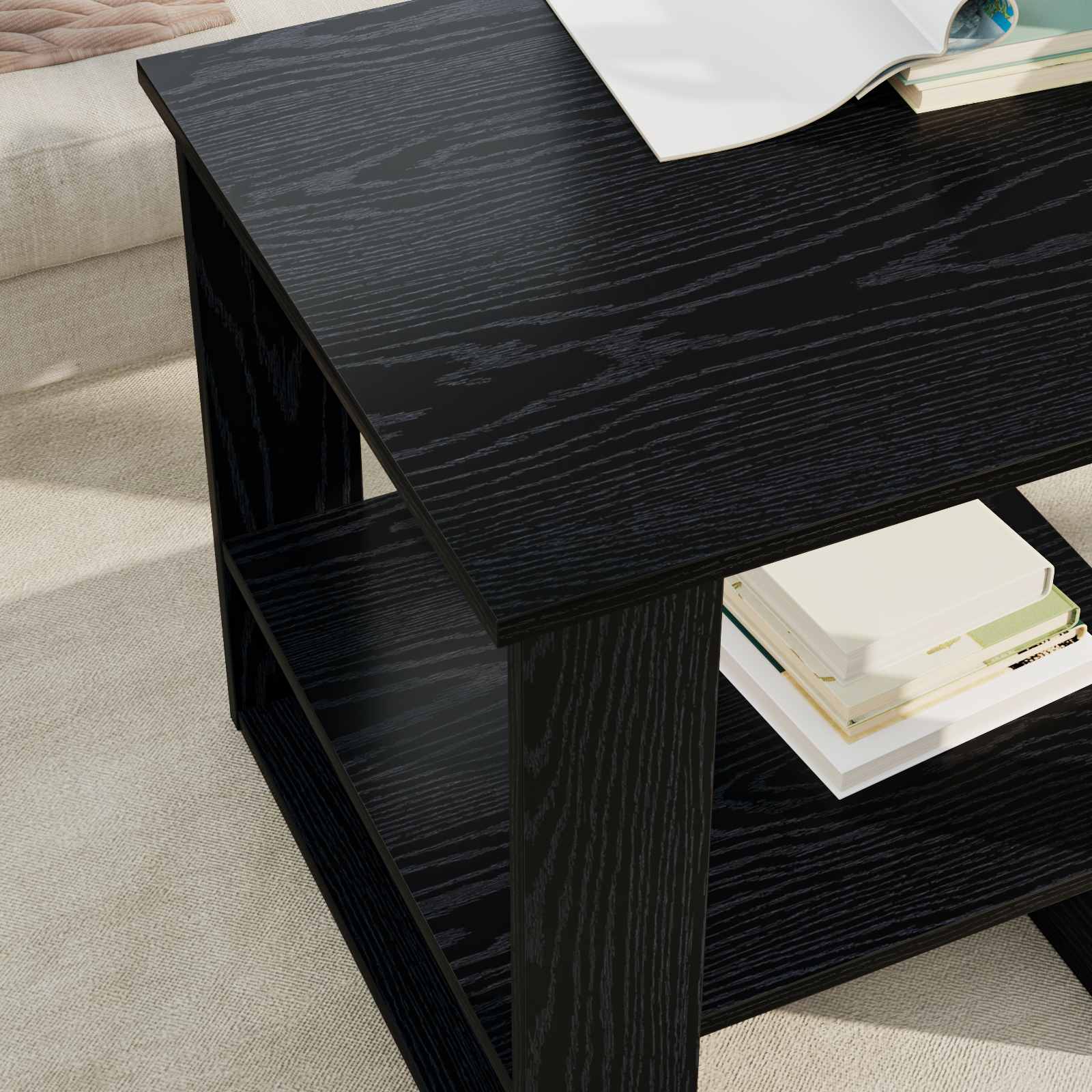 vidaXL Coffee Table Black Oak 51 x 50 x 50 cm Engineered Wood 4