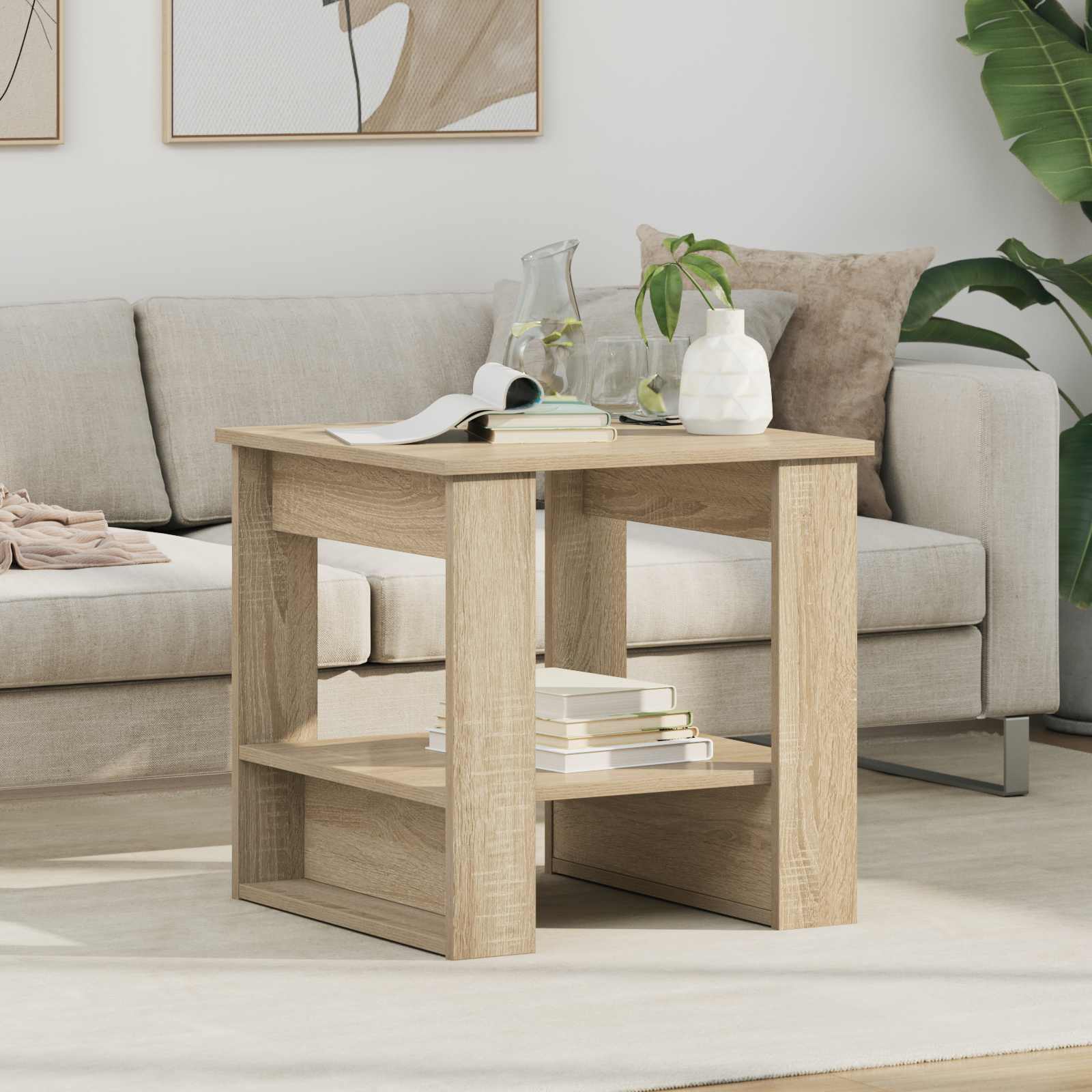 vidaXL Coffee Table Sonoma Oak 51 x 50 x 50 cm Engineered Wood 1