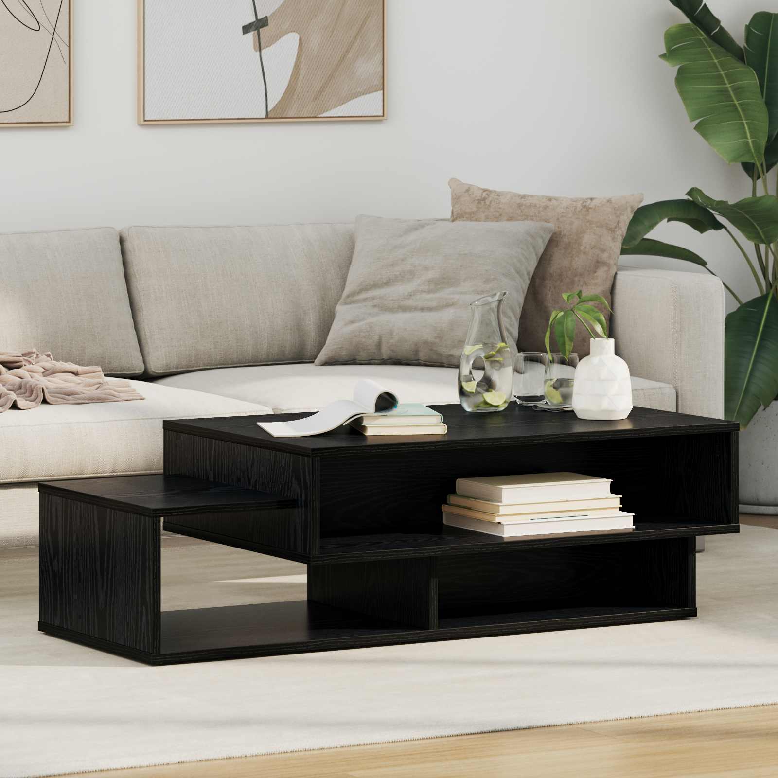 vidaXL Coffee Table Black Oak 105 x 50 x 32.5 cm Engineered Wood 1